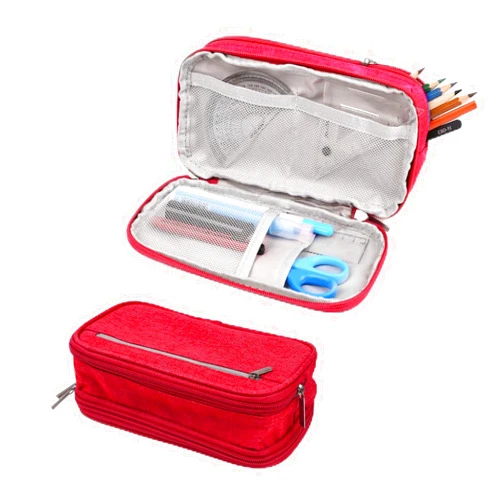 BARUHARI Pencil Case Large Capacity Pen Bag Big Stationery Storage Kit for Office Travel Pouch Arts and Crafts Supplies Organizer Multiple Compartments Water Resistant (Red)