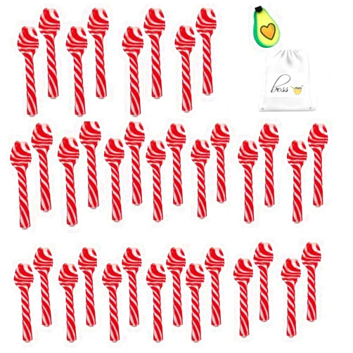 LJIF BCL Peppermint Candy Cane Spoons, Classic Edible Stirring Spoon for Hot Chocolate Coffee & Dessert Christmas Party Favor Holiday Stocking Stuffers 72ct(12 Boxes of 6ct each) & CUSTOM Storage Carrier