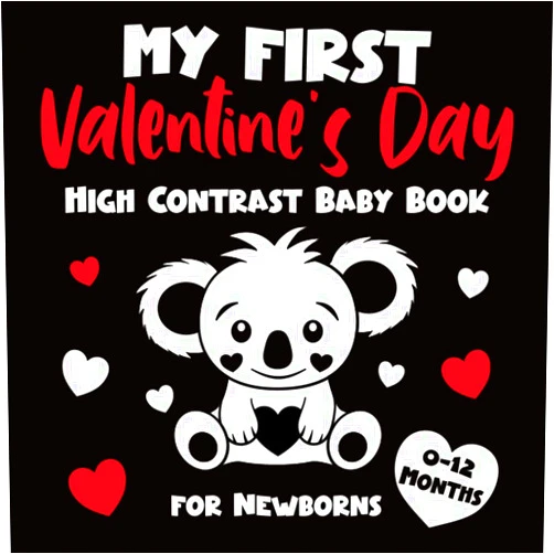 Mike Kidou My First Valentine's Day High Contrast Baby Book for Newborns 0-12 Months: Simple Black and White Valentines Images to Develop Your Babies Eyesight (High Contrast Baby Books for Newborns)