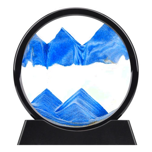 XINBAOHONG Moving Sand Art Picture,Liquid Motion 3D Deep Sea Sandscape in Motion Display Flowing Sand Frame Relaxing Desktop Home Office Work Decor（10 inch） (Blue)