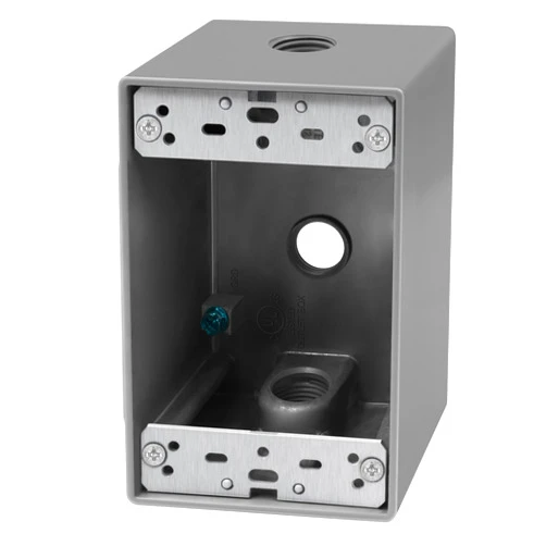 ENERLITES Weatherproof Outlet Box with Three 1/2-in Threaded Outlets, Outdoor Electrical Box, 3 Holes 0.50” Each, 1-Gang, 4.57” Height x 2.83” Length x 2.05” Depth, EN1350