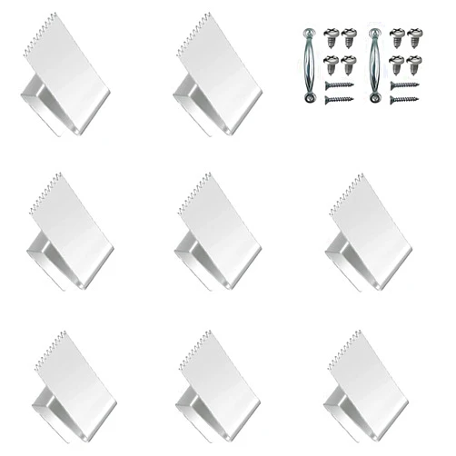 Generic Windstorm Window Clips 8PCS Hurricane Window Clips Stainless with Serrated Sections Universal Reusable with Door Handles and Screws for 1/2