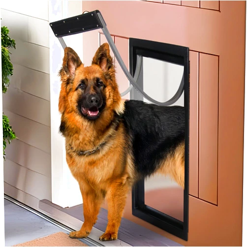ZJSF Large Dog Door for Doors, Extreme Weather Energy Efficient Pet Door for Cats and Dogs,Paneled Doors with Frame and Telescoping Tunnel, Install in Interior and Exterior Doors, Adjustable Flap