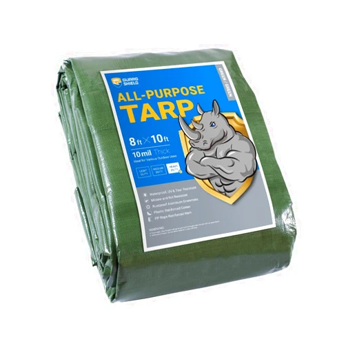 GUARD SHIELD Heavy Duty Tarp 8x10 Feet Green Multi Purpose Thick Waterproof Poly Tarp Cover 10mil