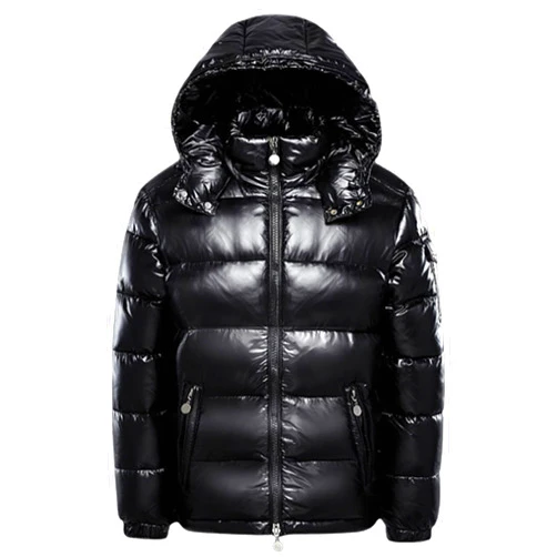 FUUBAMB00 Winter Thicken Down Jackets for Men and Women Short Shiny White Duck Down Jacket Hooded Puffer Coat