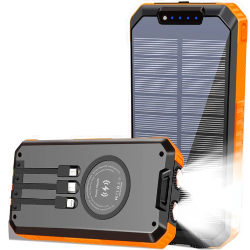 Durecopow Solar Charger Power Bank 49800mAh Wireless Battery Pack PD18W QC3.0 Fast Charging Built in 3 Cables with USB-C 6 Outputs & 2 Inputs for Cell Phone
