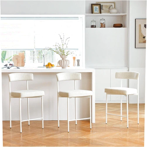 GrandNoor Modern Bar Stools Set of 3, 24 Inch Counter Stools with Curved Backrest, Counter Height Bar Stools for Kitchen Island