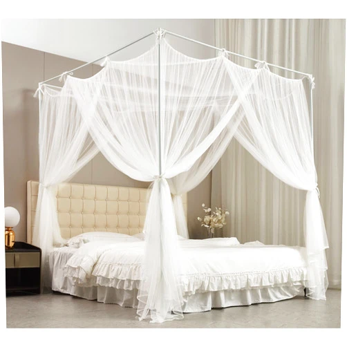 Mengersi Bed Canopy Mosquito Net for Bed,Canopy Bed Curtains Elegant Bed Drapes Screen Netting Canopy Curtains Bedroom Decor (White, Twin/Twin XL)