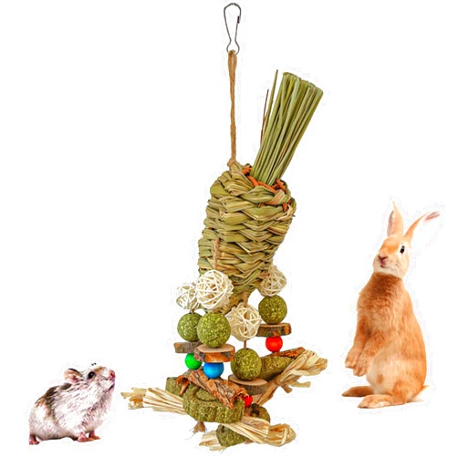 Mechpia Rabbit Toy, Bunny Cage Hanging Chew Toy & Treats for Guinea Pigs Chinchillas Hamsters Rats and Other Small Pets Teeth Grinding
