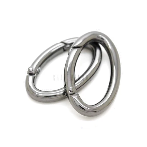 CRAFTMEmore 2PCS 1 1/2 x 3/4 Inches Oval Ring Spring Opening Purse Making Hardware Snap Trigger Clip (Gunmetal)