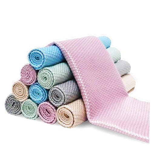 DyPinYise Fish Scale Microfiber Polishing Cleaning Cloth Reusable Microfiber Towels, Lint Free Cleaning Rags for Glass No Watermark, Dishes, Mirrors (10Pcs,5 Colors,15.7 in x 11.8 in)
