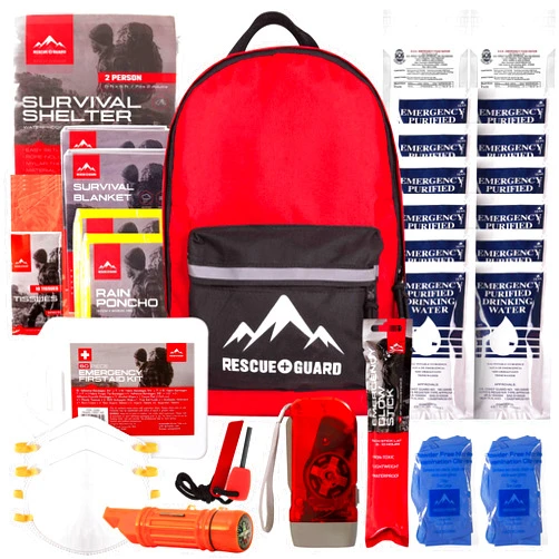 RESCUE GUARD First Aid Kit Hurricane Disaster or Earthquake Emergency Survival Bug Out Bag Supplies for Families - 72 Hours of Disaster Preparedness Supplies