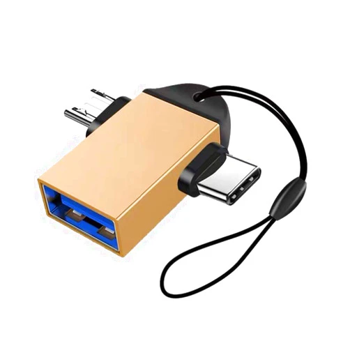 SATMW 2-in-1 OTG Adapter USB 3.0 Female to Micro USB Male and USB C Male Connector Aluminum Alloy on The Go Converter