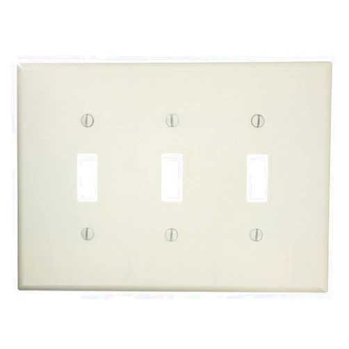 Leviton 80511-I 3-Gang Toggle Switch Wallplate, Midway Size, Ivory