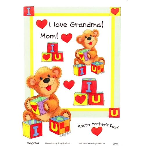 Suzy's Zoo Suzy Zoo Boof Teddy Bear with Building Blocks Sticker