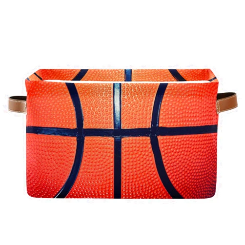 HOYYU Basketball Basket Decor Soccer Football Storage Bin Basket For Shelf Closet Foldable Fabric Storage Box Cube With Handles Large Kids Toys Clothes Organizer Basket For Nursery Bedroom