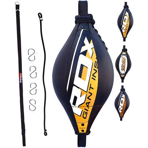 RDX Double End Speed Ball Maya Hide Leather Boxing Ball Dodge Speed Bag Punching MMA Training Workout Floor to Ceiling Rope