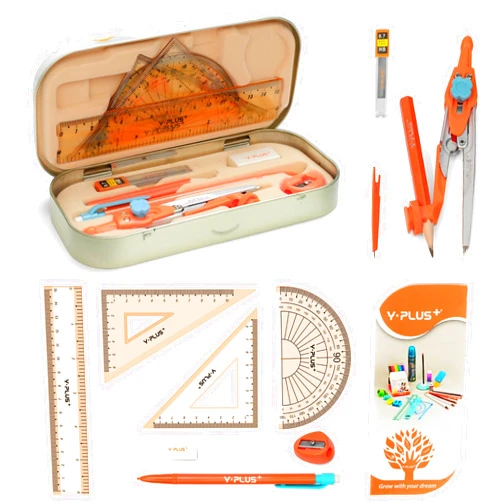 YPLUS Geometry Set for Students, Math Protractor Compass with Rulers, Box of Protactor Kit for Class Supplies and School, Christmas Stocking Stuffers for Kids Toddler 12 Pcs