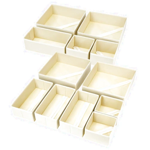 DIMJ Drawer Organizer Clothes, 12 Pack Dresser Organizer, Foldable Closet Organizers and Storage, Fabric Dresser Drawer Organizers, Drawer Dividers for Nursery, Baby Clothes, Underwears, Sock (Beige)