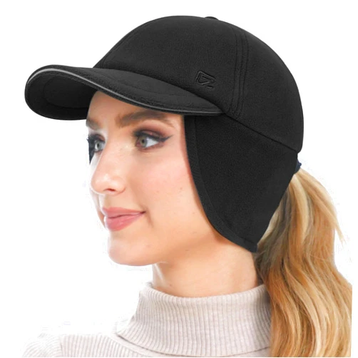GADIEMKENSD Fleece Winter Hats for Women, Reflective Ponytail Hat with Drop Down Ear Flap