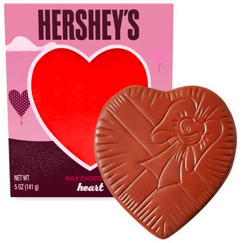 SWEETSIDE CANDY CO. Chocolate Heart HERSHEYS Milk Chocolate Heart, chocolate box 5oz, Heart Shaped Chocolate, Heart Candy individually wrapped, 1pack