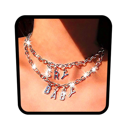 CLOACE Layered Choker Necklace Silver Cry Baby Pendant Necklaces Chain Dainty Jewelry for Women and Girls