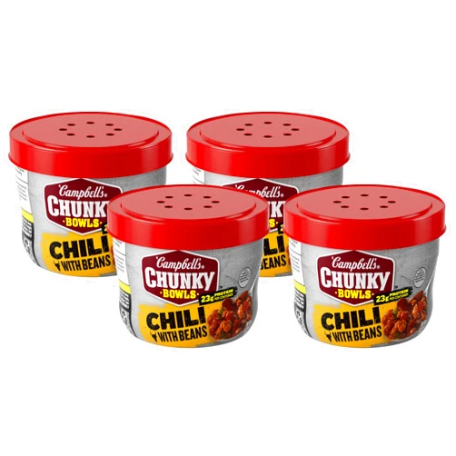 Campbell's Chunky Chili with Beans, 15.25 oz Microwavable Bowl (Pack of 4)