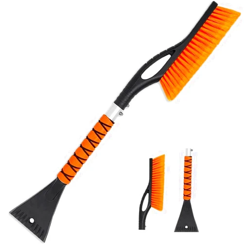 PLACHIDAY Snow Brush & Ice Scraper, 27 Inch, Ice Scrapers for Car Windshield, Detachable Snow Removal Tool with Ergonomic Foam Grip for Cars, Trucks, Suvs (Heavy Duty Abs, PC Brush)
