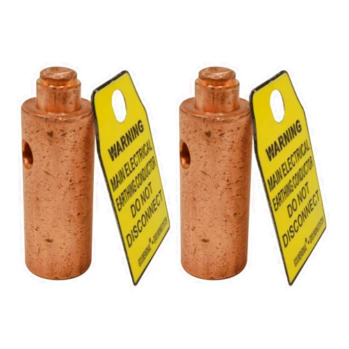 GOUNENGNAIL Copper Ground Rod Clamp with Electrical Tag, Loose-proof Ground Connector Lock by Hammer for Grounding Rod and Wire Connection for 5/8'' actual 14.2mm O.D Ground Rod (2)