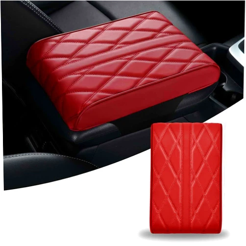 OEPKJUGS Car Armrest Cushion for Mercedes-Benz EQB (X243) 2021 2022 2023 2024 2025, Car Armrest Pad Soft Leather Car Center Console Cover Car Interior Accessories,C-Red