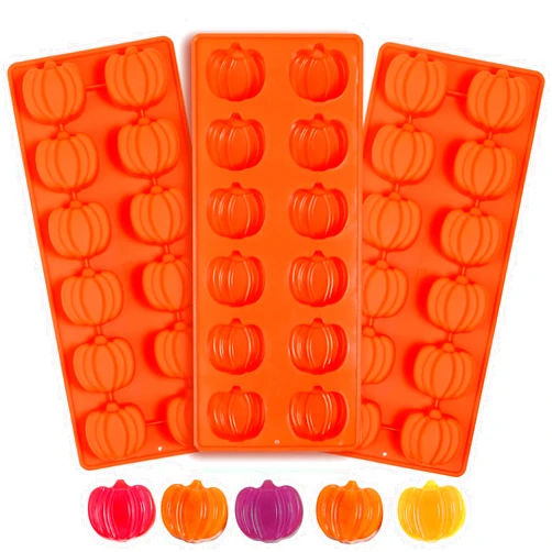 Webake Pumpkin Chocolate Mold 3 PCS Silicone Chocolate Mold 12 Cavity Autumn Candy Mold for Baking Cake Decoration Thanksgiving Muffin Cake Soap Candle Cookies