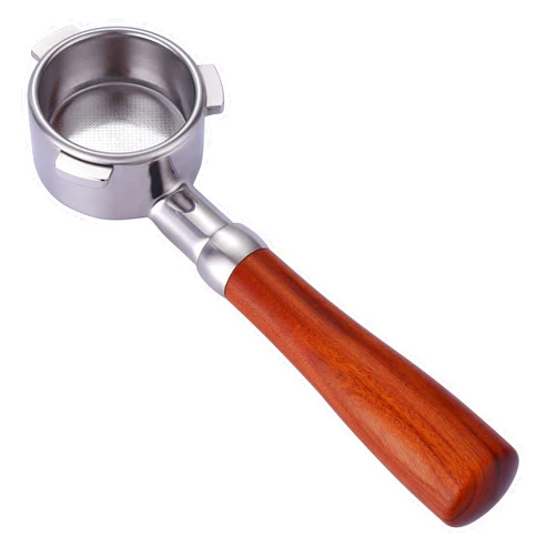 Joytata 54mm Bottomless Portafilter Fits Breville Barista Espresso Machine Stainless Steel Naked Portafilter Along with Double Shot Filter Basket Coffee Bottomless Handle-Wooden