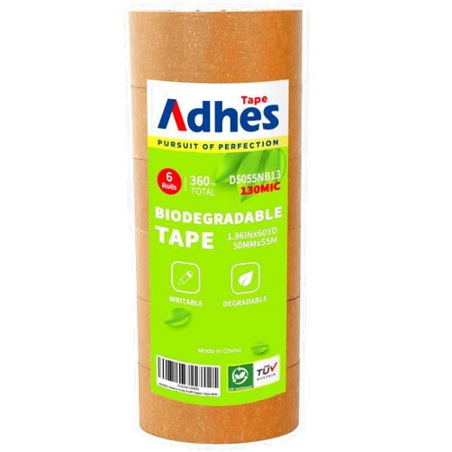 ADHES TAPE PURSUIT OF PERFECTION ADHES Kraft Paper Tape, 2 Inch x 60 Yards x 6 Rolls, Biodegradable Paper Packing Tape Writable & Uncoated Brown Shipping Tape for Shipping, Moving, Sealing