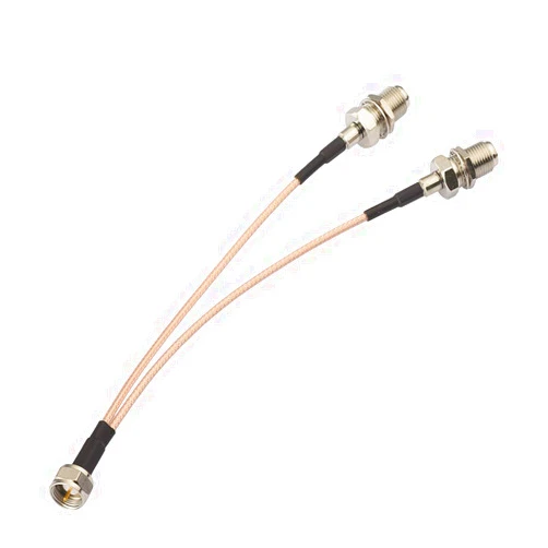 SUPERBAT F-Type Splitter Cable F Male to F Dual Female Coax Splitter Cable V-Type F Type TV Splitter Cable Satellite 50ohm 15cm(6 inches)
