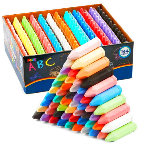 JOYIN 144 PCS Cone Shaped Washable Sidewalk Chalks, 12 Colors, Non-Toxic Jumbo Colored Chalk for Toddlers 1-3, Painting for Outdoor Art, School Supplies, Classroom Must Haves