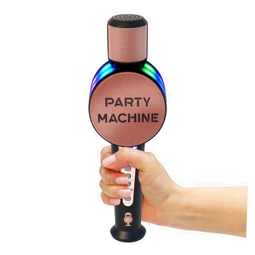 Singing Machine Wireless Karaoke Microphone for Kids & Adults, Party Machine Mic (Rose Gold) - Portable Handheld Bluetooth Microphone with Speaker & Voice Changer Effect - Karaoke Mic for Singing