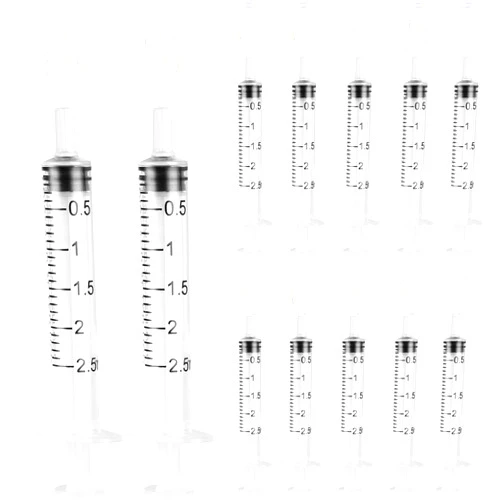 A AKRAF 24 Pack 2.5ml Plastic Syringe with Cap, Sterile Syringe Individually Sealed for Labs, Measuring Liquids, Feed Pets, Oil or Glue Applicator