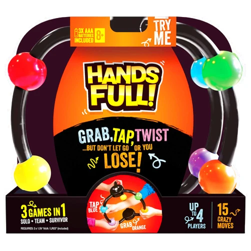 MAXZIQF Hands Full! - an Interactive Family Game of Twisted Challenges and Tangled Fun - Grab, Tap and Twist but Don't Let Go or You Lose! - 3 Games in 1, for ages 8 YEARS & UP