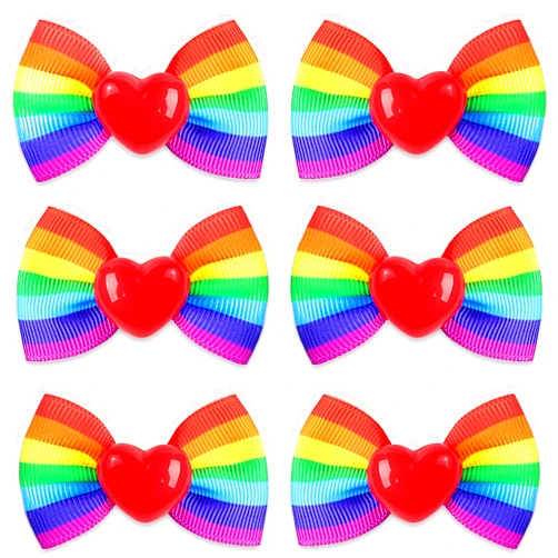 Doneace 6Pcs Rainbow Hair Clips Hair Bow for Women Girls Gay Pride Day Alligator Clips Rainbow Hair Accessories Colorful Heart Hair Barrettes Holiday Party Headwear Decorations