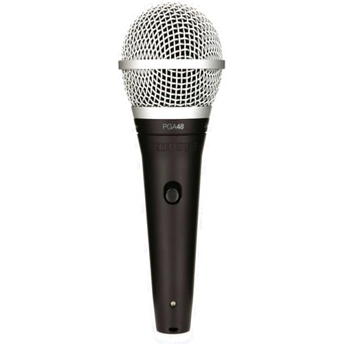 Shure PGA48 Dynamic Microphone - Handheld Mic for Vocals with Cardioid Pick-up Pattern, Discrete On/Off Switch, 3-pin XLR Connector, 15' XLR-to-QTR Cable, Stand Adapter and Zipper Pouch (PGA48-QTR)