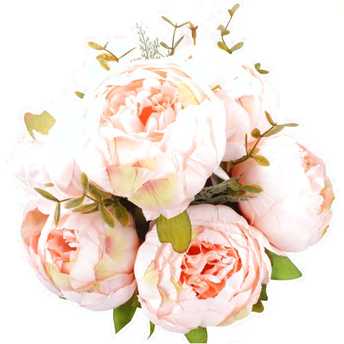 Duovlo Springs Flowers Artificial Silk Peony Bouquets Wedding Home Decoration,Pack of 1 (Spring Pure Pink)