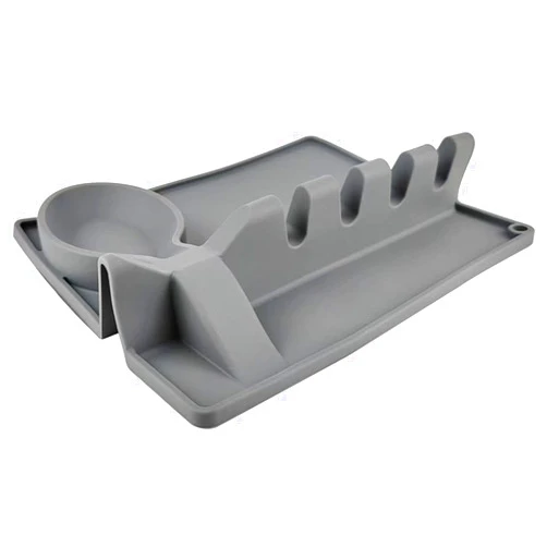 MEETSWEET Silicone Utensil Rest with Drip Pad; Spoon Holder for Stove Top; Spoon Rest; Large Spoon Rest; Silicone Spoon Rest; Utensil Rest; Kitchen Spoon Rests; Kitchen Spoon Holder (gray)