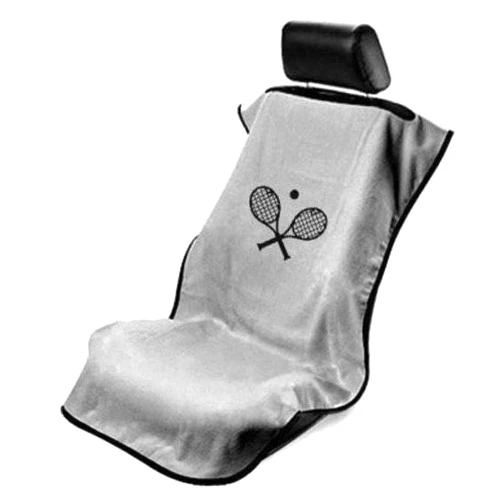 Seat Armour 1 Pair of Grey Seat Protector Towel Covers with Tennis Racket Logo