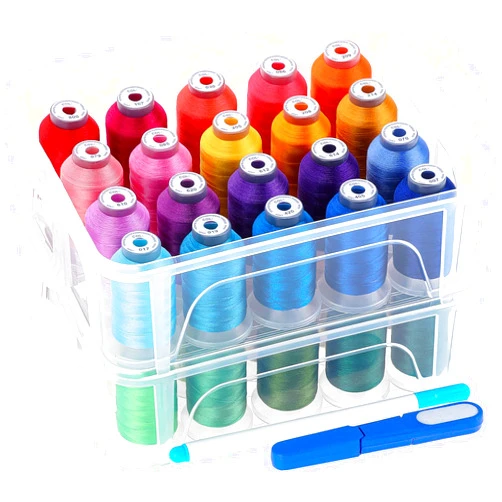 New brothread 40 Brother Colors 500m Each Embroidery Machine Thread with Clear Plastic Storage Box for Embroidery Sewing Machine