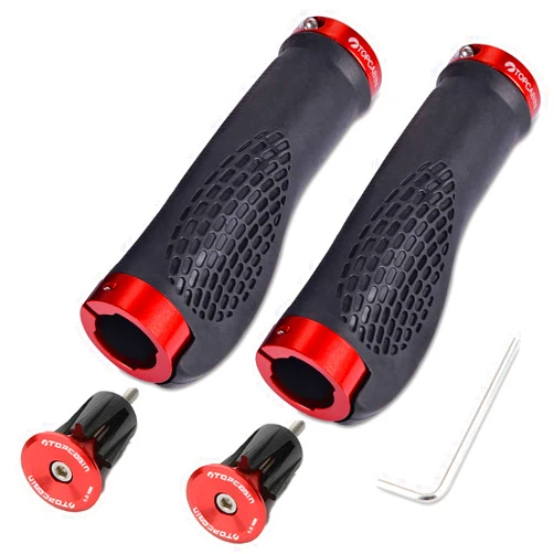 TOPCABIN Ergonomic Bike Grips - Widen Holding Rubber Grips with Aluminum LockGrips for Mountain & Road Bikes