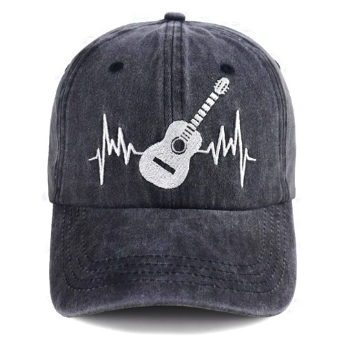 OASCUVER Guitar Heartbeat Hats for Guitarist Musician, Adjustable Embroidered Vintage Cotton Baseball Caps for Men Women
