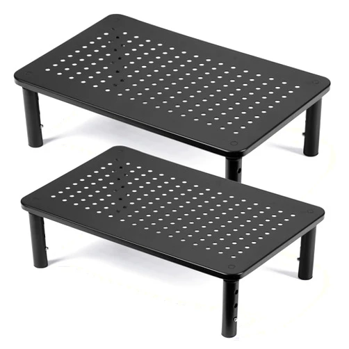 DOLALIKE 2 Pack Desktop Riser, 3 Height Adjustable Monitor stands for 2 Monitors, PC, Computer, Printer, iMac, Desktop Monitor Stand with Ventilated Platform for Airflow