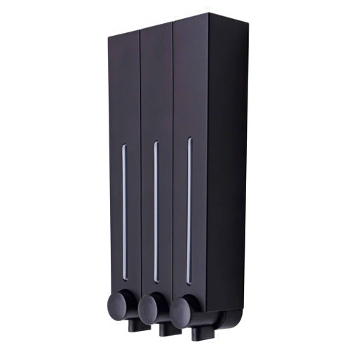 BALMYSPACE Shampoo Dispenser for Shower Wall Black, Wall-Mounted Shower soap Dispenser Trio 3-Chamber, Refillable Shampoo Conditioner Pump Dispenser for Home and Hotel Bathroom