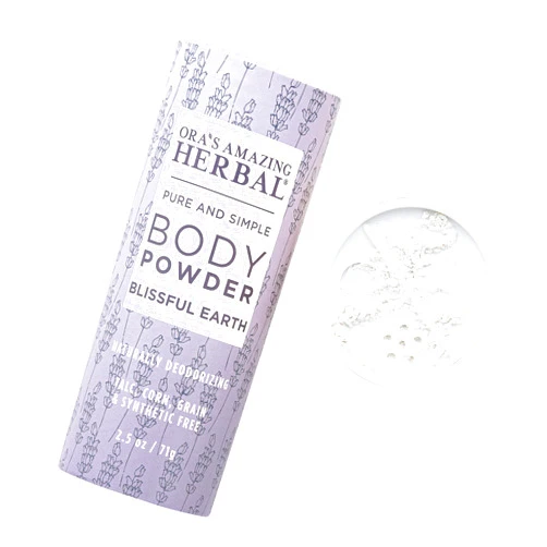 Ora's Amazing Herbal Talc Free Body Powder for Women, Dusting Powder, Cornstarch Free Talcum Powder, Grounding Relaxation Scent, Essential Oils Lavender, Vetiver, Clary Sage, Ora’s Amazing Herbal, Blissful Earth 2.5 oz