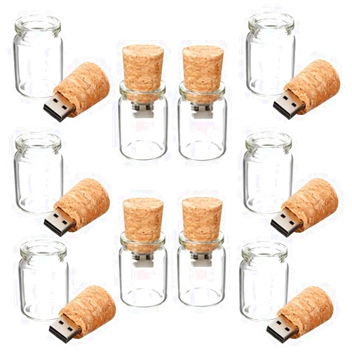 Ruiqilin 10 PCS Drift Bottle USB Flash Drive Memory Stick Transparent Glass Thumb Drive (USB2.0 4GB)